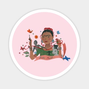 Frida Kahlo & Pets 2 Magnet